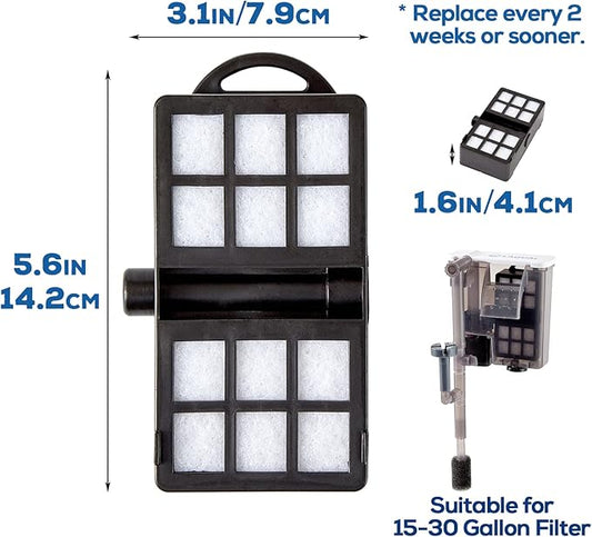 LAQUAL Replacement Fish Tank Filter Cartridges, Suitable Aquarium Filter (15-30 Gal), 3 Pack, White