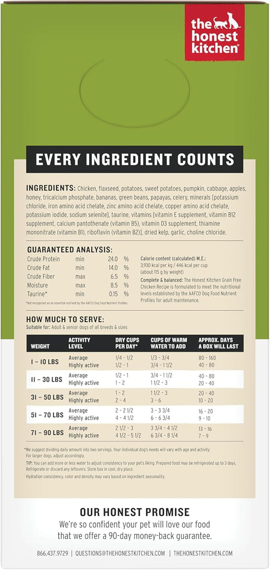 The Honest Kitchen Human Grade Wholemade™ Dehydrated Dog Food, Grain Free Chicken, 10 lb (makes 40lbs)