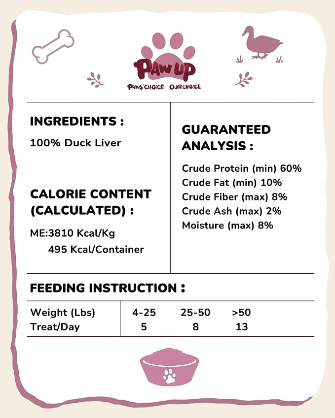 PAWUP Freeze Dried Duck Liver Cat Treats, Dog Liver Treats, High Protein Snack for Dogs, Cats, Healthy Single Ingredient, Rawhide Free, Grain Free, 4.6 oz