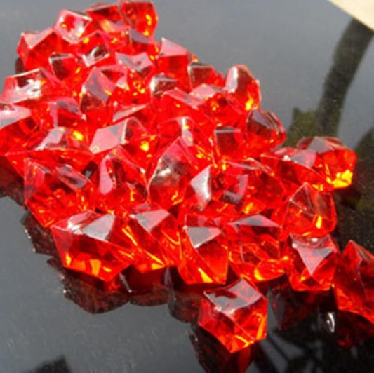 Ivie Colorful Crystal Stone Acrylic Glass Transparent Stone for Fish Tank,Aquarium,Terrariums,Vase,Plants,Garden Decoration (200grams) (red-2)