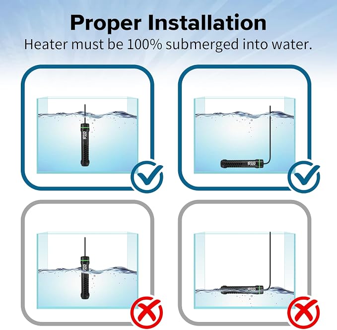 ERAARK 50W 100W Small Submersible Aquarium Heater, Constant Temperature 77℉, Betta Fish Tank Heater Suitable for Saltwater and Freshwater, 5/10/20 Gallon Fish Tahk (100W)