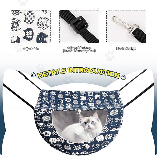 Admaison Cat Hammock for Cage with Ball,Hanging Pet Hammock Bed Adjustable,Double Layer Soft Sleeping Hammock for Cats,Ferret,Puppy,Rabbits,Small Animals,1Pack (White)