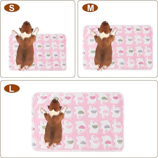 1 Pack 3 Blankets Super Soft Fluffy Premium Fleece Pet Blanket Flannel Paw Printed Throw for Dog Puppy Cat (Medium 30x20'', Pink, Yellow, Blue)