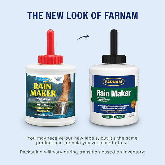 Farnam Rain Maker Triple Action Hoof Moisturizer & Conditioner, Protection Against Dry Weather, Cracks, Splits, Contracted Heels, 32 fl oz