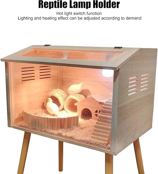 Keenso Reptile Heat Lamp Holder, Ceramic E27 Socket with Switch Function, for Lizard Tortoise Lighting and Heating (US Plug 120V)
