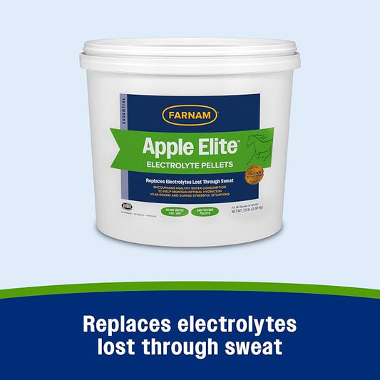 Farnam Apple Elite Electrolyte Supplement for Horses, Replaces Vital Minerals, for Hydration, No Added Sugar, Horse Supplements with Sodium, Potassium, Calcium & Magnesium, 7.5 lb, 40 Day Supply