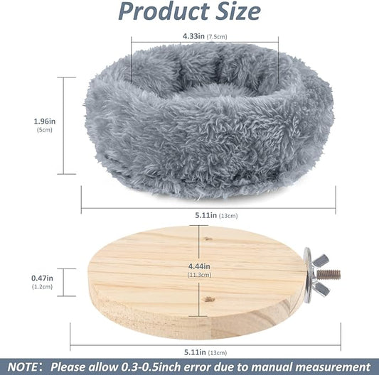 DBNESS Small Bird Nest for Cage, Removable Plush Parrot Hammock Warm Resting Perch Platform for Budgies Cockatiel Conure Parakeet Hamster Washable Breeding Sleeping Lay Eggs Nesting (Grey, S)