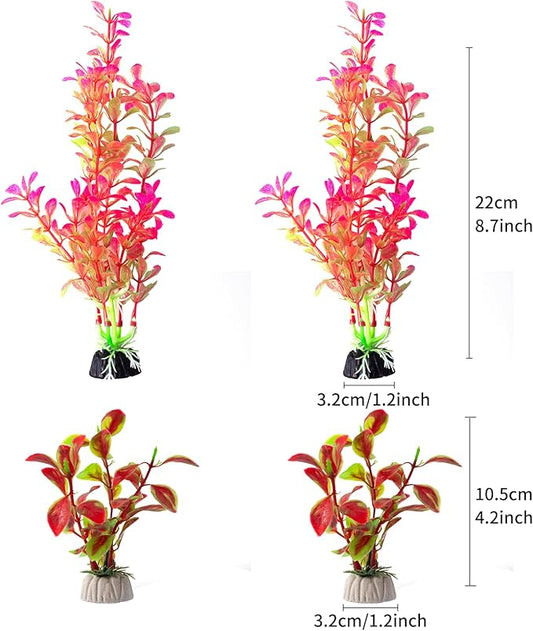 COMSUN 25 Pack Artificial Aquarium Plants, Small Size 4 inch Approximate Height Fish Tank Decorations Home Décor Plastic Blue