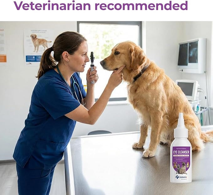 Dog and Cat Eye Wash Cleaner Eye Drops for Dogs and Cats to Flush and Soothe Eye Irritations, Dog Tear Stain Cleaner, Safe for All Animals. 3.38 Ounces