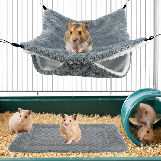 Hamster Hammock, Plush Nest Cave Tunnel, Pet Hammock, for Sugar Glider, Ferret, Hamster, Sleeping, Resting, Hiding, Playing, Climbing, Winter