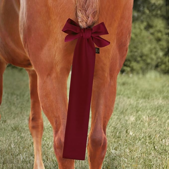 Harrison Howard Stretchy Tail Bag Breathable Horse Tail Guard Slip on Design Protect Horse Tail 2 Strand Closure Straps Keep Tail Clean & Protected 22" L Length Makes Grooming Easy-Burgundy