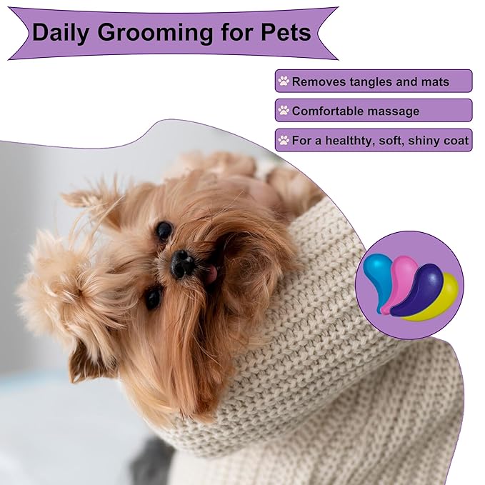 Gentle Grooming Puppy Brush with Gift Box , Fit for Small Dog , Yorkie, Shih Tzu, Maltipoo, Maltese and Pomeranian ,Toy Poodle Accessories, Soft Bristle (Glitter Rose Red)