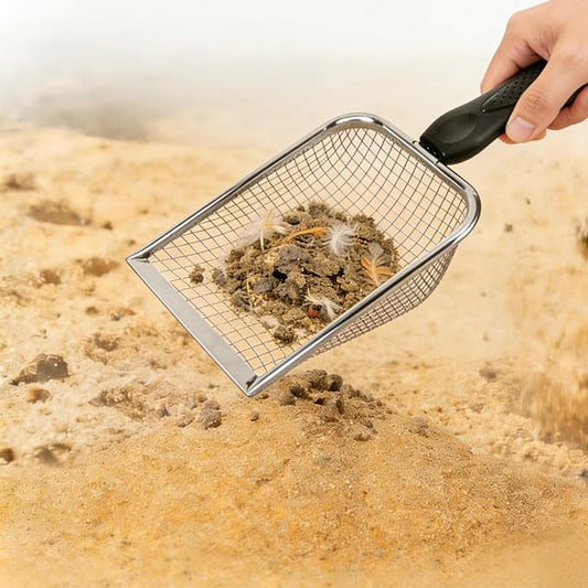 4 Pack Chicken Poop Scooper, 4" Metal Mesh Shovel | 2.0mm/2.8mm/3.8mm/5mm Holes, Chicken Coop Rake for Sand Litter, Suitable for Chickens, Cats, Rabbits, Hamsters & Reptiles