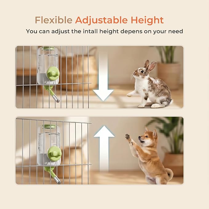Automatic Hanging Pet Water Dispenser for Cage, 30oz No-Drip Ball Water Bottle for Rabbit, Guinea Pig, Ferret, Chinchilla, Hedgehog & Small Pets (Green)