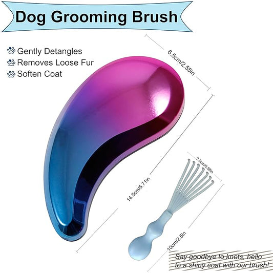 Gentle Grooming Puppy Brush with Gift Box , Fit for Small Dog , Yorkie, Shih Tzu, Maltipoo, Maltese and Pomeranian ,Toy Poodle Accessories, Soft Bristle (Gradient Color)