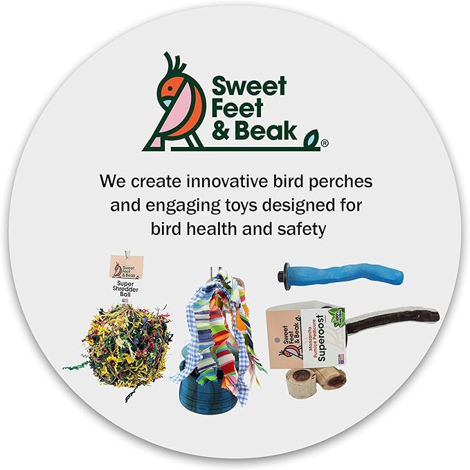 Sweet Feet and Beak Comfort Grip Safety Perch for Bird Cages - Pedicure Perch for Birds to Keep Nails and Beaks in Top Condition - Safe Easy to Install Bird Cage Accessories Small 6.5" - Green