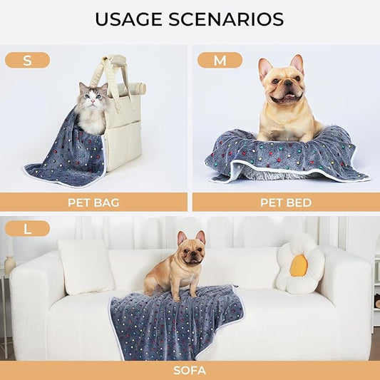 Luciphia 1 Pack 3 Blankets Super Soft Cute Dot Pattern Pet Blanket Flannel Throw for Dog Puppy Cat Medium(30x20), Blue
