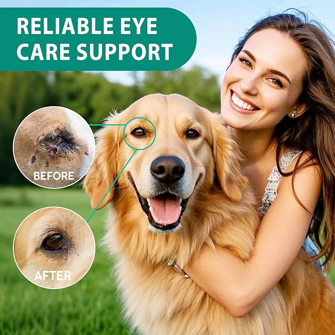 ISUNRISE Dog and Cat Eye Wash & Tear Stain Cleaner, Eye Drops for Dog and Cat Eye Infection Treatment to Soothe Irritation, Relieve Dry Eyes Pink Eyes, Safe & Gentle for All Animals, 3.38 fl oz