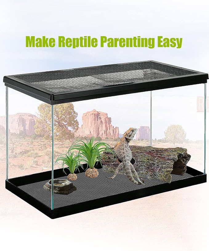Bearded Dragon Tank Accessories, Reptile Substrate Floor, Leopard Gecko Tank Liner Mat for 40 Gallon, 20 Gallon, 50 Gallon,75 Gallon Lizard Tank, Black