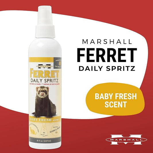 Marshall Ferret Daily Spritz Conditioner – 8 oz – Gentle Hydrating Grooming Spray – Softens, Freshens & Conditions Coat Between Baths – Baby Fresh Scent