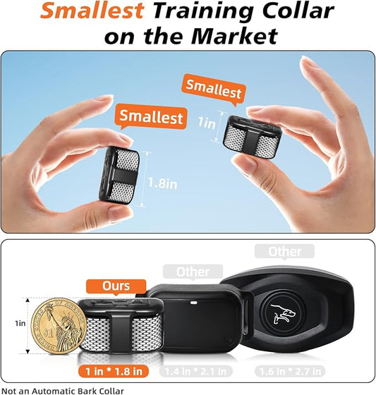 Ultra Compact Dog Shock Collar, Lightest Dog Training Collar with Remote for Small Dogs 5-30lbs & Medium Dogs/Puppies, Waterproof, Rechargeable, 1300ft Range (White Black Dot&Small)