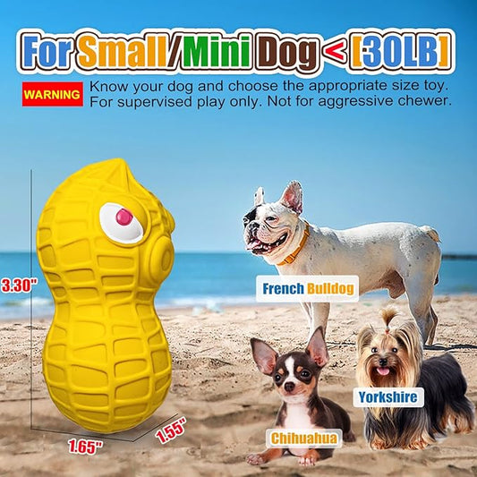 HOLYSTEED Squeaky Dog Toys for Small Dogs- Natural Latex Squeaky Dog Balls for Puppies & Mini Dogs | Soft, Safe & Interactive, Chew Toys Peanut | Indoor & Outdoor Fetch Play