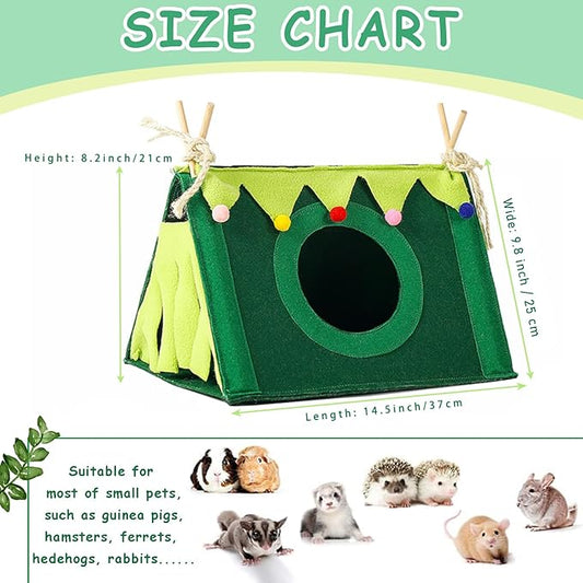 Guinea Pig Forest Hideaway Tent Small Animals Fleece Hideout Hamster Corner Hammock House Pet Habitat Bed Rabbits Nest Toy Cage Accessories for Chinchillas Ferrets Hedgehogs Glider Rats Bunny