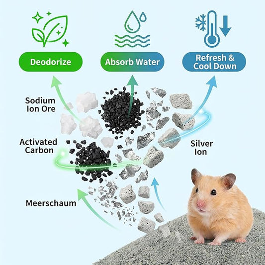 Sukh 14OZ Hamster Desert Sand - Coarse Play Bedding Sand for Hamster Gerbil Chinchilla Guinea Pig Reptile Chicken Bird, Cage Accessories Fish Tank Odor Control Digging Pee Sand, Apple Scent
