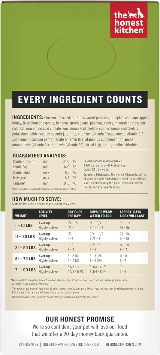 The Honest Kitchen Human Grade Wholemade™ Dehydrated Grain Free Chicken Dog Food - Complete & Balanced Meal or Topper - 7 lb Box