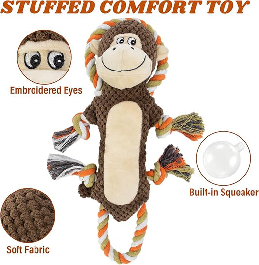 Squeaky Monkey Dog Toys for Large Dogs,Dog Monkey Toy,Dog chew Toys, Interactive Toys, Stuffed Plush Puppy Toy with Crinkle Paper for Small, Middle,Big Dogs, Monkey Dog Toy,Dog Toy Monkey