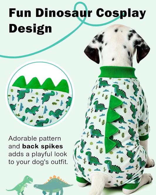 CuteBone Dinosaur Costume Dog Pajamas, Stretchy Spandex Crystal Velvet Sleepwear Coat for Small Dogs, Soft & Warm Pet Outfit Clothes for Cold Weather, Cozy Pullover Design COSP16XS