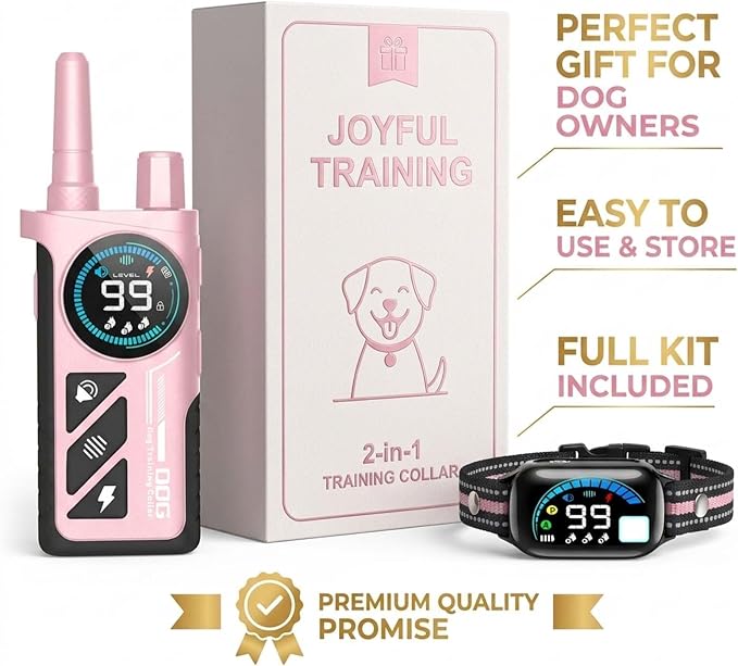Dog Shock Collar with Remote Control, Shock Collar for Dogs, 2-in-1 Upgraded 3300FT Super Long Range Rechargeable Dog Shock Collar, 4 Safe Modes, IPX7 Waterproof Receiver
