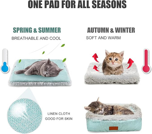 Self Warming Cat Bed, Foldable Self Heated Cat Mat Extra Warm Thermal Heating Pad 24 x 20 inch for Indoor Outdoor Cats, Non-Slip Bottom Washable Non Electric
