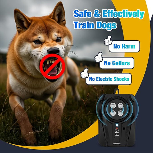 Dog Bark Deterrent Devices, Automatic Anti Barking Device with 4 Ultrasonic Transmitters Long Range 50FT, 3 Mode Rechargble Barking Control Devices, Effective Stop Bark Box Outdoor & Indoor