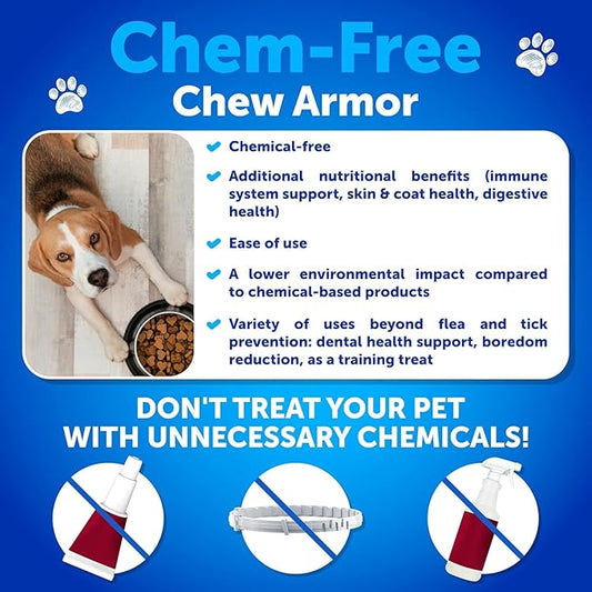 Flea and Tick Prevention for Dogs Chewables - Natural Flea Treatment Control - Supplement for Large & Small Dogs with Vitamins - Immune Support Chews - Puppy Pest Defense Oral Pills - 120 Soft Treats