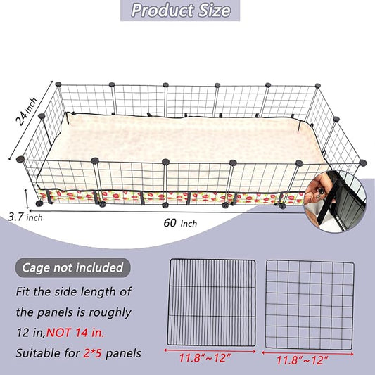 Guinea Pig Cage Liner,Washable Waterproof Oxford Cloth Cage Liners for Small Animals,Hamster Chinchilla Hedgehog Rabbit and Other Small Animals Not Include Cage (24x60 inches)
