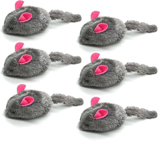 SunGrow Squeaky Plush Mice for Cats, 6 Tug Squeaker Chews for Kittens' Interactive Fun, Hide and Seek Activity, Soft Stuffed Fetch for Ferrets