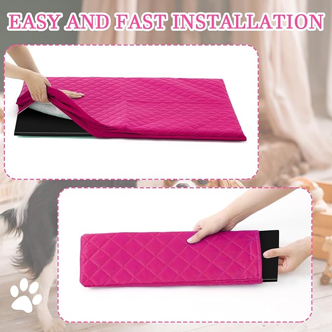 Beeveer 7 Pcs Winter Ferret Cage Liner Set Washable Ferret Pads Bedding Cage Accessories for Small Animals Hamster Rats Chinchillas Hedgehogs Guinea, Stain-Resistant Material(Light Pink)