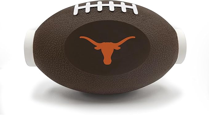 Pets First NCAA Texas Longhorns Football Treat Dispensing Toy for Dogs and Cats, Rubber Ball Pet Toy, Interactive Fun Doggie Treat Toy, Natural Rubber Feeding Toy (TX-3622)