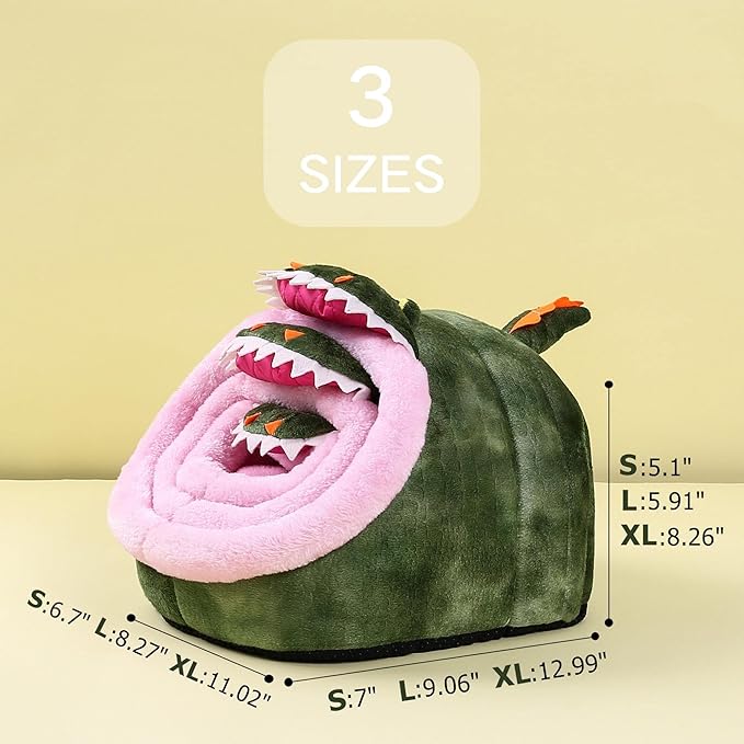JanYoo Chinchilla Hideout Bed House Toys and Accessories Cage Cave Cute Cube Cup Hide for Bearded Dragon Ferret(L,Crocodile)