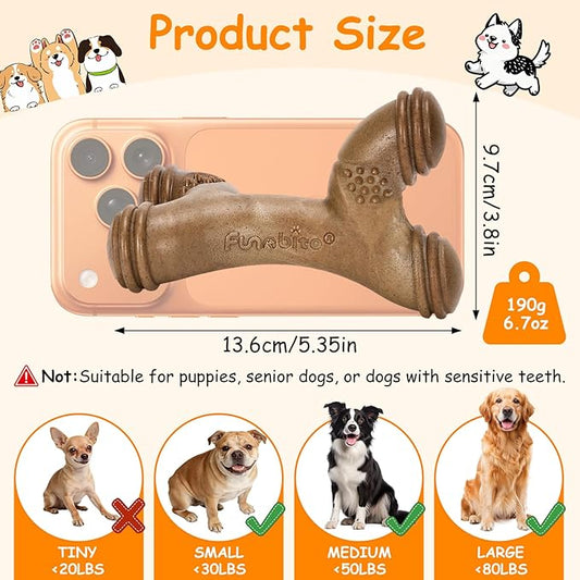 Tough Dog Toys for Aggressive Chewers,Bacon Scented & Nylon Bone to Keep Them Busy, Durable Chew Toy for Medium & Large Breeds (25-80 lbs)