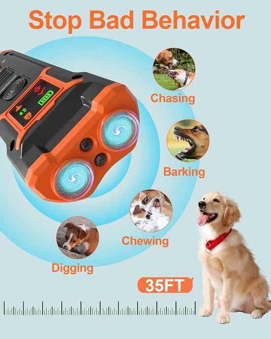 Dog Training Bark Deterrent Device, Anti-Barking Device with HD Display and LED Flashlight for Dogs, Stop Bad Behavior Without Yelling or Swatting, Ultrasonic Stopper Alternative to Shock Collars