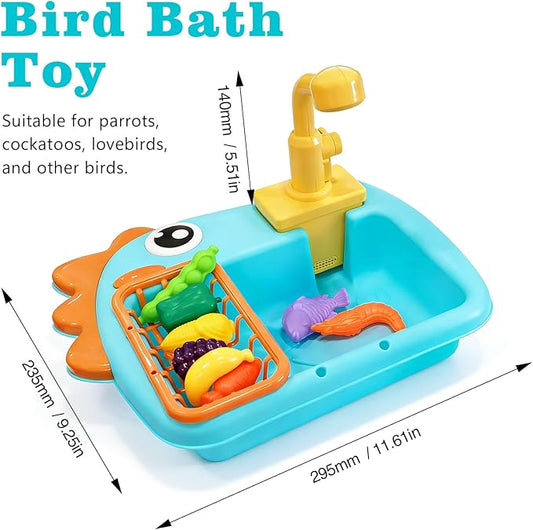 Bird Bathtub Parrot Shower Box, Bird Automatic Bathtub with Faucet Bird Bathing Tub Container Cage Accessory for Parakeet, Ferret, Budgie, Cockatiel