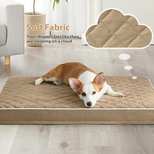WNPETHOME Orthopedic Dog Bed for Crate, Waterproof Extra Large Dogs Bed with Removable Washable Cover, Multi-Needle Quilting Dogs Crate Beds