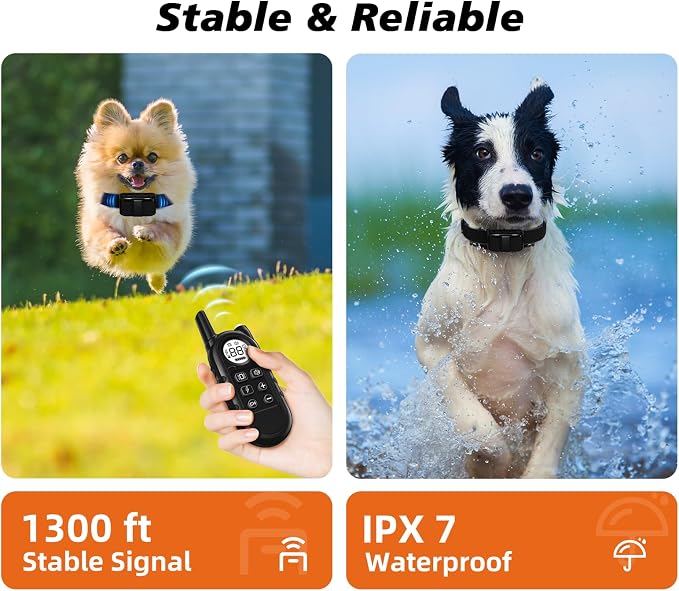 Ultra Compact Dog Shock Collar, Lightest Dog Training Collar with Remote for Small Dogs 5-30lbs & Medium Dogs/Puppies, Waterproof, Rechargeable, 1300ft Range (Black&Small)