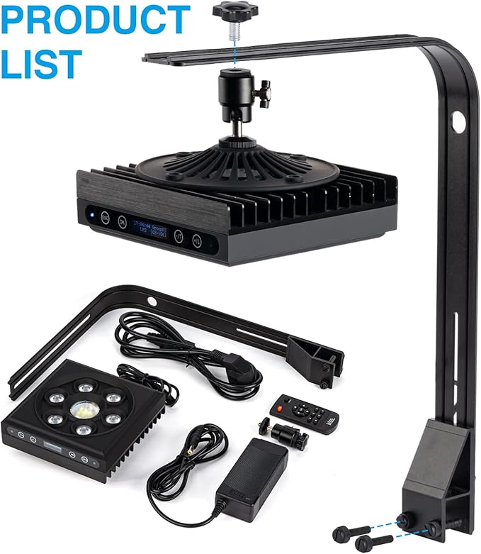 Aquarium Light-60 Watts Reef Light High Penetration Wide Coverage Sunrise Sunset Moonlight Saltwater Lights for Coral with Master Slave Group Control & Timer & Screen