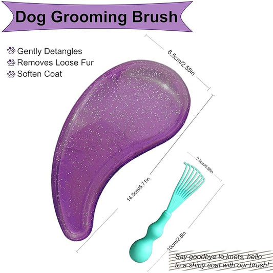 Gentle Grooming Puppy Brush with Gift Box , Fit for Small Dog , Yorkie, Shih Tzu, Maltipoo, Maltese and Pomeranian ,Toy Poodle Accessories, Soft Bristle (Glitter Rose Red)