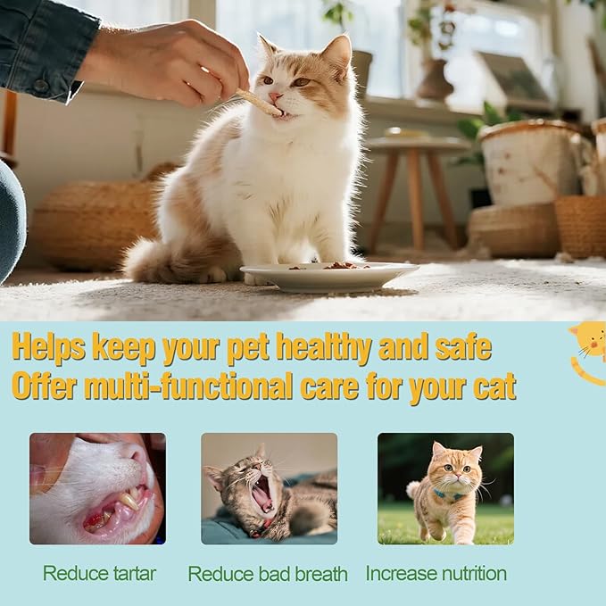 Freeze-Dried Chicken Dental Chews for Cats, High-Protein Cat Treats with Chicken Breast & Liver, Supports Oral Care & Fresh Breath, Natural Grain-Free Snacks, 50g