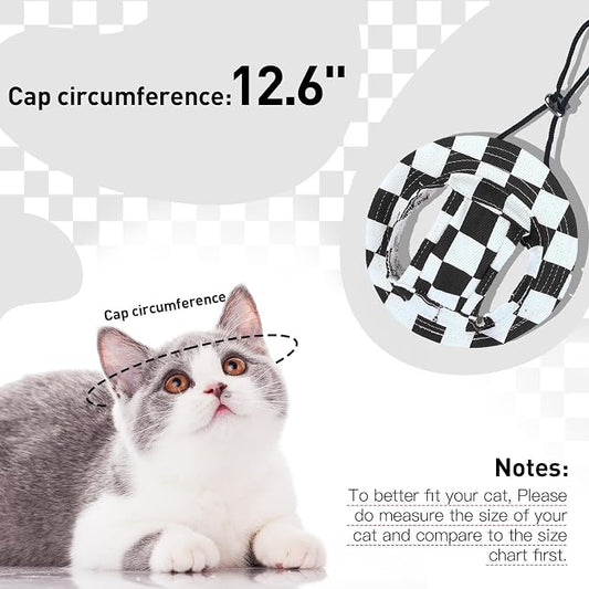 QBLEEV Cat Hats for Cats Only, Sphynx Hat with Ear Hole, Summer Cowboy Hats | Breathable kitten headwear mini sun sombrero caps, pet chihuahua sunscreen baseball outdoor climbing cap for birthday party