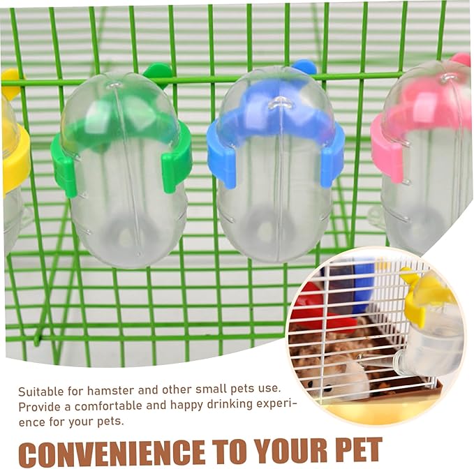 4Pcs Hamster Water Bottle for Glass Tank, No-Drip 60ml Rabbit Water Bottle, Auto Feeder Hanging Plastic Guinea Pig with Buckle for Cages, Crates